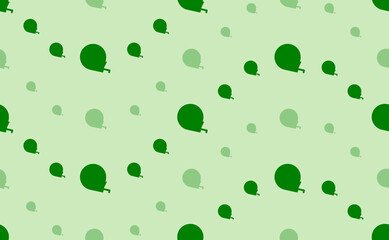 Seamless pattern of large and small green tape measure symbols. The elements are arranged in a wavy. Vector illustration on light green background