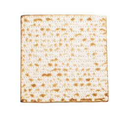 Jewish flatbread matza for Passover on white background