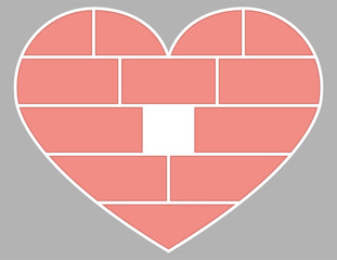 Valentines Day Mood Board. Collage white frame template. Heart shape from 12 tiles