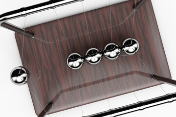 Newton's cradle in action. Top view.