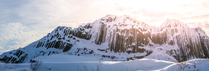 Rock organ pipes in winter time