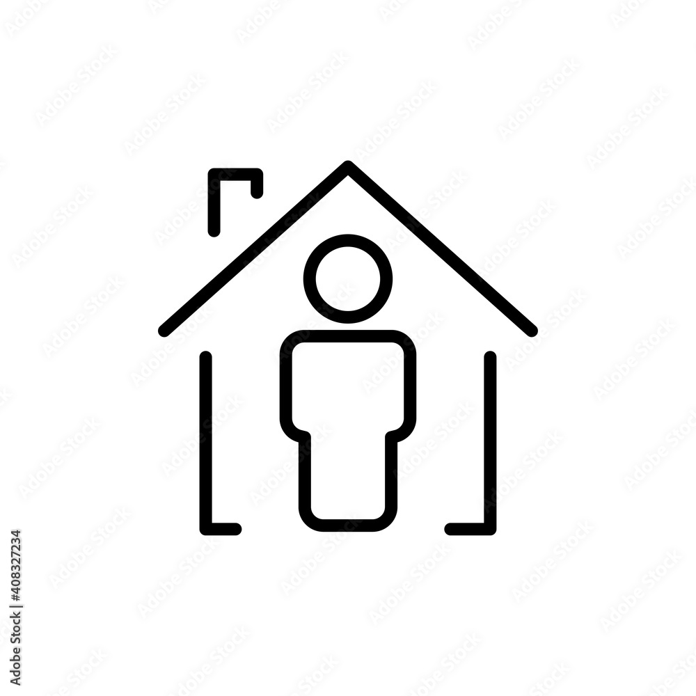 Poster people line icon with home. simple design editable. design template vector