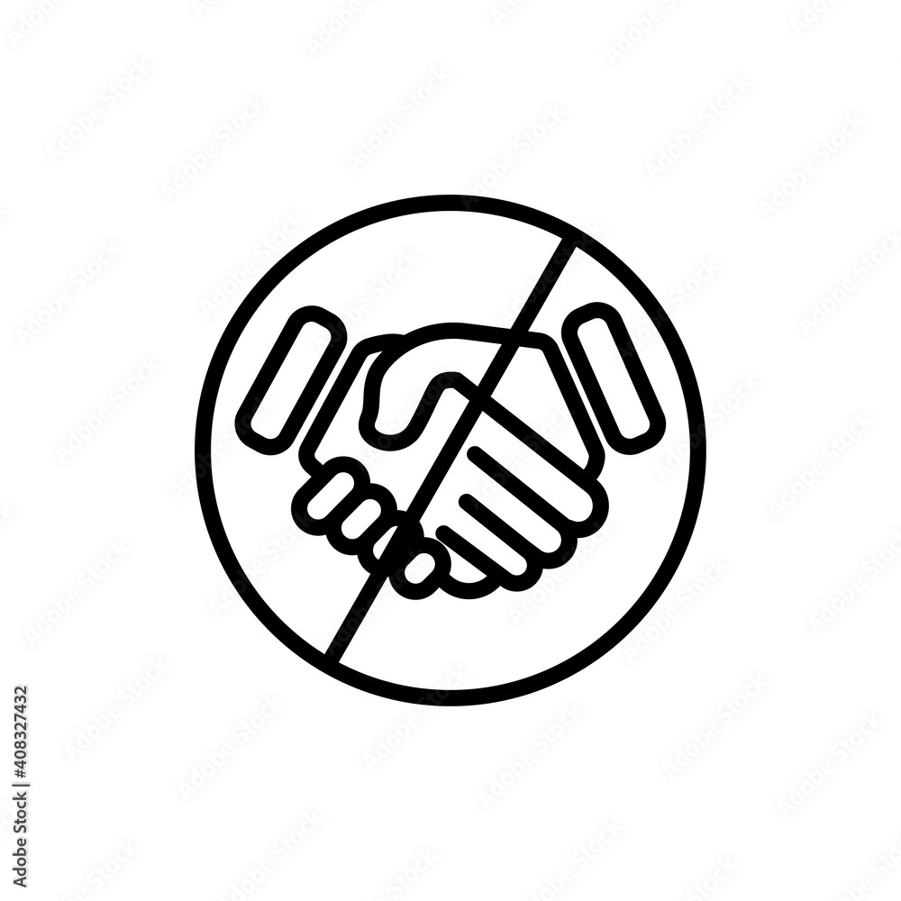 Poster Stop handshake line icon. Social distancing icon. simple design editable. Design template vector