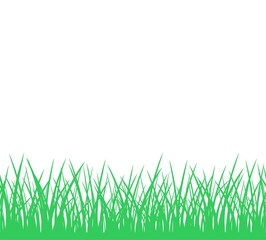Obraz premium Green sward grass seamless row on white background for Easter and spring greeting card, social media, seasonal discount, football promo