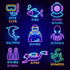 Fototapeta premium Diving Label Set