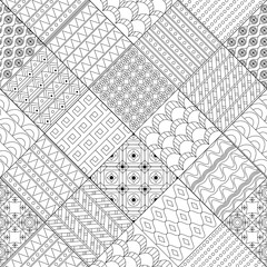 seamless patchwork with rhombus of geometric patterns for your c - 408328008