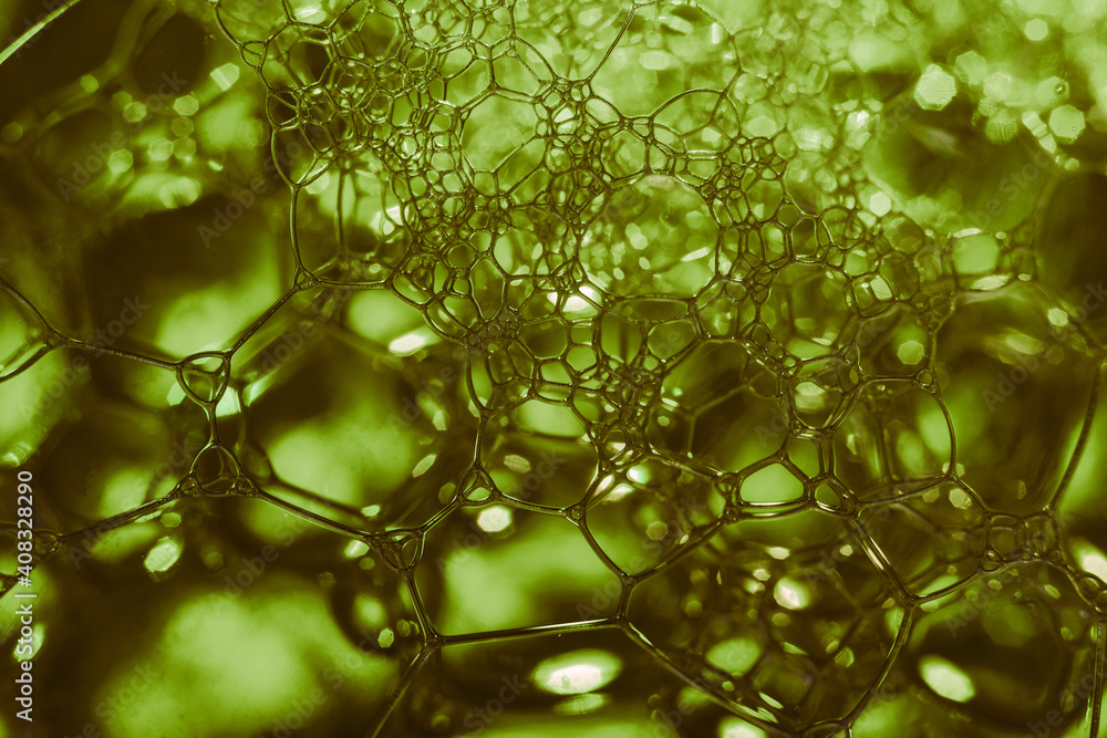 Fototapete close up beautiful abstract soap bubbles. background pattern for design. macro photography view.