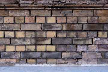 close-up of a brick building facade