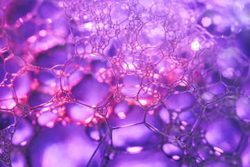 Close up Beautiful abstract soap bubbles. Background pattern for design. Macro photography view.