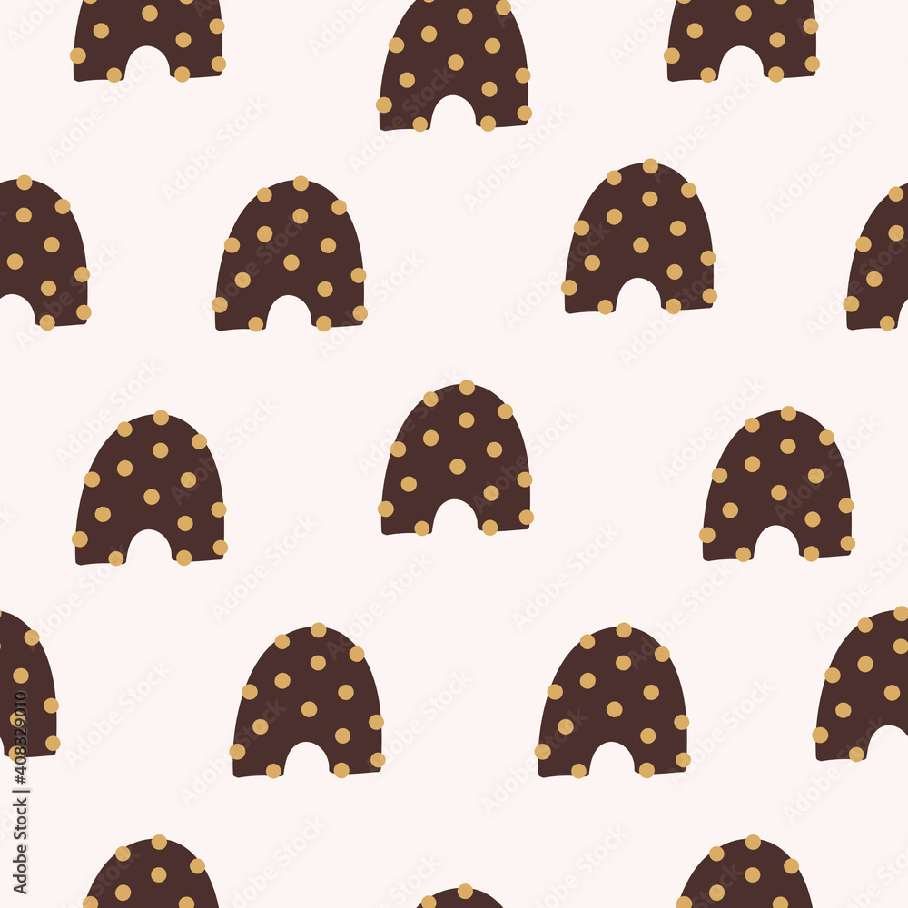 Poster Abstract seamless  pattern with geometric shapes and dots on  white background . Modern hand drawn design for fashion print, textile,  wallpaper,  kids bedroom. Vector illustration