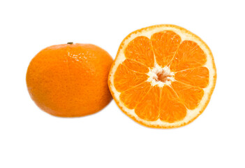 Fresh orange fruit isolated on white background.
