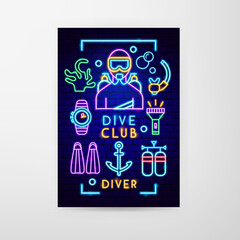 Dive Club Neon Flyer