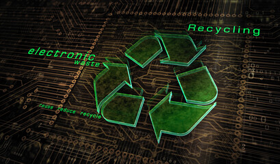Recycling symbol digital 3d illustration