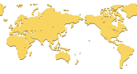 Fototapeta na wymiar 世界地図 影なし（簡略化されたアウトラインの世界地図）