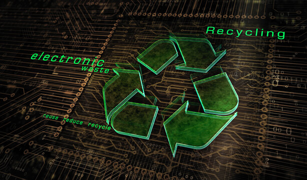Recycling symbol digital 3d illustration