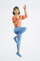 YES. 3d character woman is excited and happy