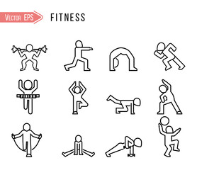 fitnes icon sets fit for sport shop, fietnes shop, pattern, background, etc. editable stroke