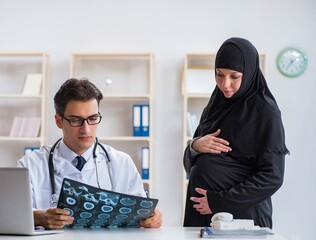 Muslim woman visiting doctor for regular check-up