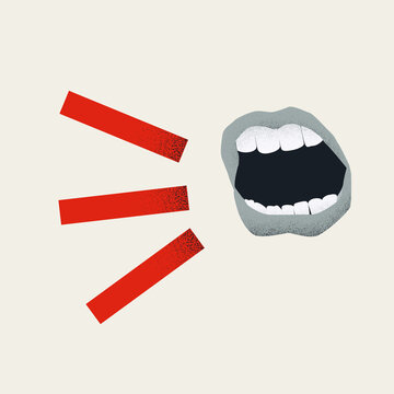 Mouth shouting in anger vector concept. Symbol of warning, danger, screaming.