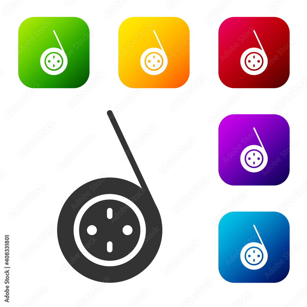 Poster black yoyo toy icon isolated on white background. set icons in color square buttons. vector.