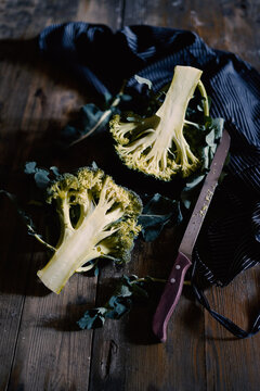 Fresh broccoli on the table