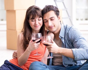 Young family celebrating wedding anniversary