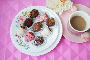 Dessert strawberries in chocolate made at home with your own hands.