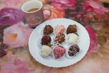 Dessert strawberries in chocolate made at home with your own hands.