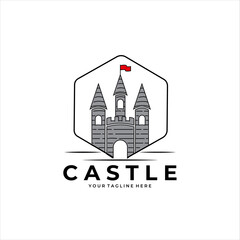 castle logo vector illustration vintage color design