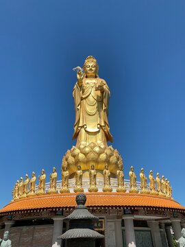 Statue of Guanyin on the territory of Buddhist center.