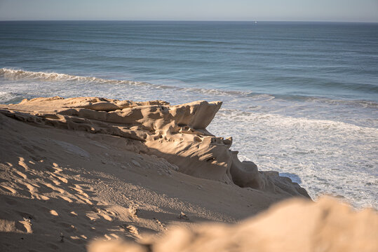 Sandy Atlantic coast near Agadir, Morocco with a beautiful wavy seascap