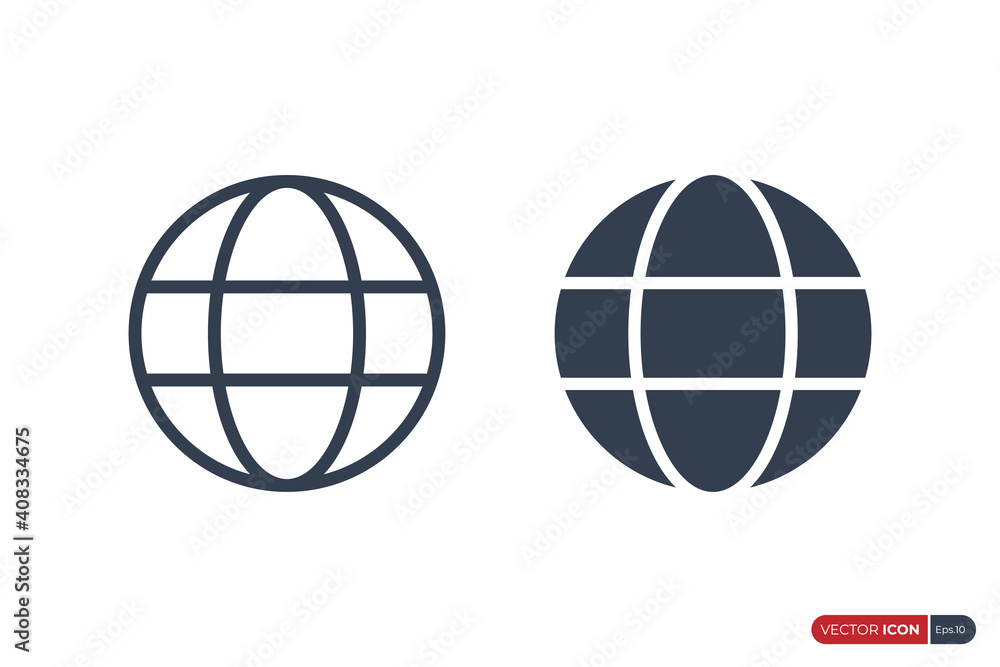 Poster world globe icon isolated on white background. flat vector icon design template element.