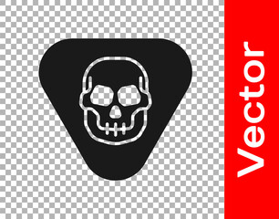 Black Guitar pick icon isolated on transparent background. Musical instrument. Vector.