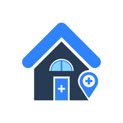 Medical Icon. Hospital, Clinic location search, home health care Icon.