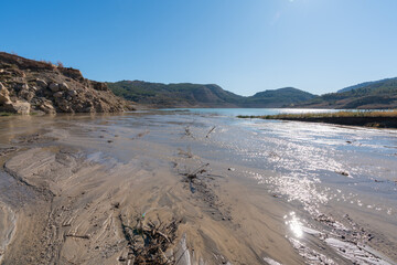 River of water towards the Beninar reservoir in southern Spain