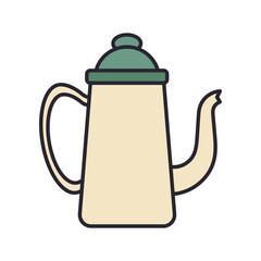 jar teapot kitchen utensil line and colors style icon