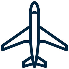 Aircraft or Airplane simple silhouette outline or  line icon isolated on white background. Pixel perfect.