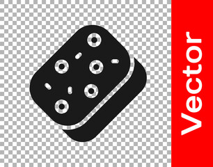 Black Sponge with bubbles icon isolated on transparent background. Wisp of bast for washing dishes. Cleaning service logo. Vector.