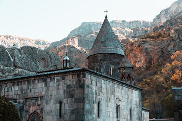 Fototapeta na wymiar Monastery Geghard in the Kotayk province of Armenia, UNESCO World Heritage Site, Asia