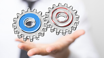 gear connectipn technology concept 3d