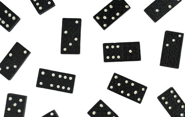 Different domino blocks isolated on white background. Popular social game