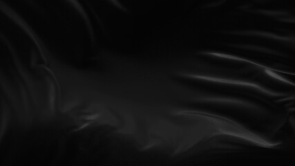 3d render of black silk developing fabric