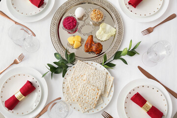 Table served for Passover Seder (Pesach)