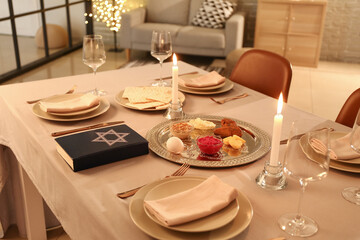 Table served for Passover Seder (Pesach)