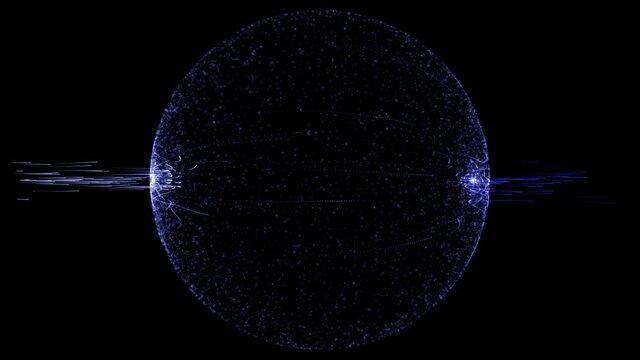 Electric particles flowing into glowing energy sphere