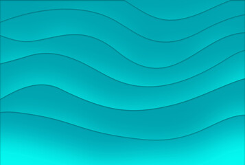 Decorative background with pattern of turquoise wave layers. Ocean sea water design layout for business presentations, posters, brochure cover, flyers.