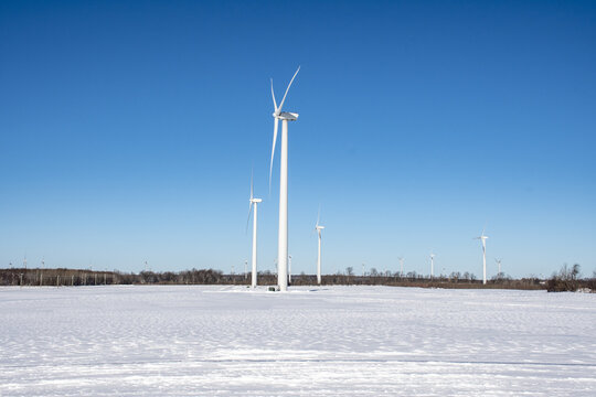 Wind Farm In Winter In Upstate New York