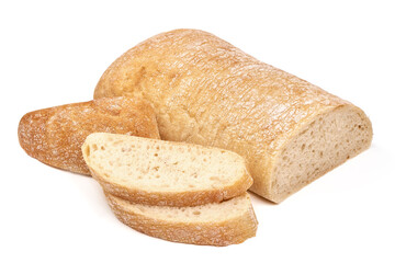 Ciabatta, Italian traditional bread, isolated on white background