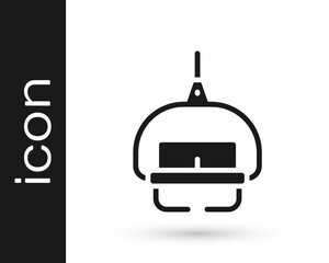 Black Ski lift icon isolated on white background. Vector.