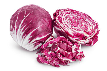 Fototapeta premium Fresh red radicchio salad isolated on white background with clipping path and full depth of field